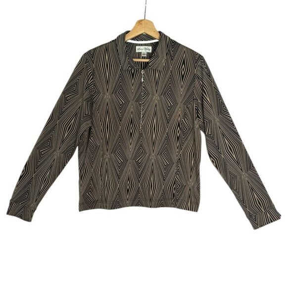 Sport Haley Black Tan Sun Protection Zip Collar Polo Long Sleeve Golf Shirt - Picture 1 of 8